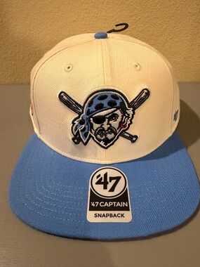 47 Brand Pittsburgh Pirates Snapback Cream Blue Captain Cap NWT Stadium Patch
